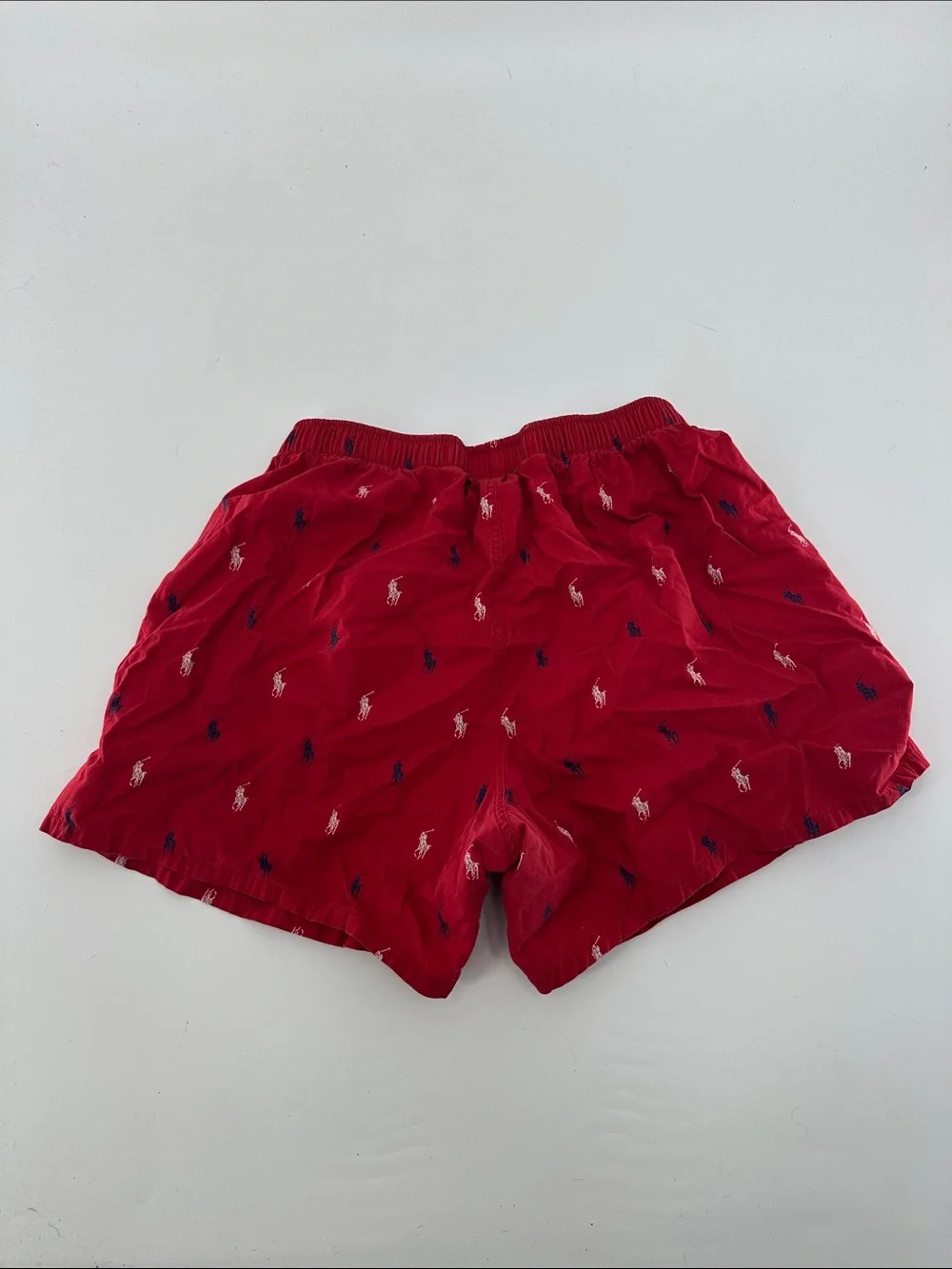 Polo by Ralph Lauren Red Boxer-Style Shorts with Multi Pony Embroidery